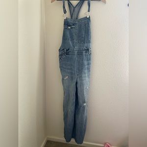 Pilcro overalls leopard print distress